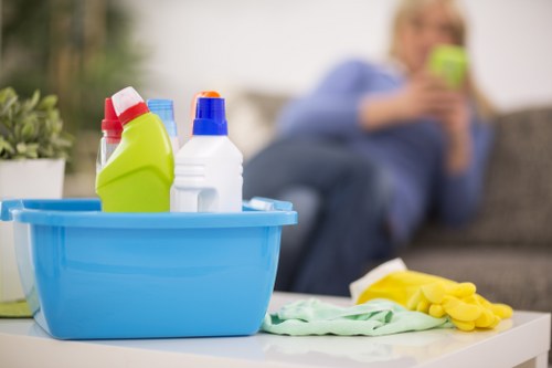 Professional carpet cleaners handling a service issue